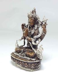 Statue Of Chengrezig [silver Plated], [chocolate Oxidized]