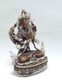 Statue Of Chengrezig [silver Plated], [chocolate Oxidized]