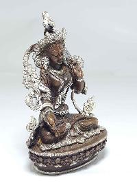 Statue Of White Tara [silver Plated], [chocolate Oxidized]