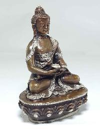 Statue Of Amitabha Buddha [silver Plated], [chocolate Oxidized]