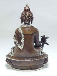 Statue Of Medicine Buddha [silver Plated], [chocolate Oxidized]