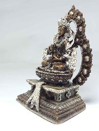 Statue Of Vajrasattva On A Throne [silver Plated], [chocolate Oxidized]