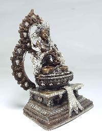 Statue Of Vajrasattva On A Throne [silver Plated], [chocolate Oxidized]