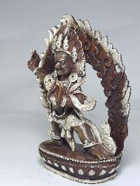 Statue Of Vajrapani [chana Dorje], [silver Plated], [chocolate Oxidized]