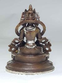 Statue Of Aparimita With Double Lotus Base [silver Plated], [chocolate Oxidized], Chepame, Amitayus