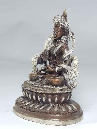 Statue Of Vajrasattva With Double Lotus Base [silver Plated], [chocolate Oxidized]