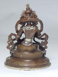 Statue Of Vajrasattva With Double Lotus Base [silver Plated], [chocolate Oxidized]