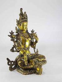 Tibetan Green Ara Statue [sand Casting], [silver Antique]