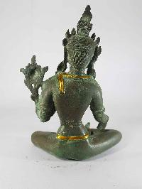 Arya Tara Statue [sand Casting], [gold Color, Black Green Antique Finishing]