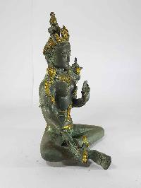 Arya Tara Statue [sand Casting], [gold Color, Black Green Antique Finishing]