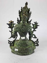 Tibetan White Tara Statue [sand Casting], [green Antique Finishing]