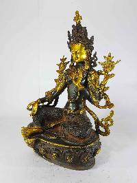 Tibetan Green Tara Statue [sand Casting], [black Antique Finishing]