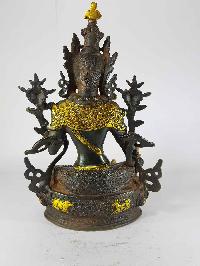 Tibetan Green Tara Statue [sand Casting], [black Antique Finishing]