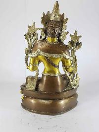 Double Lotus Tibetan Green Tara Statue [sand Casting], [silver Antique Finishing]