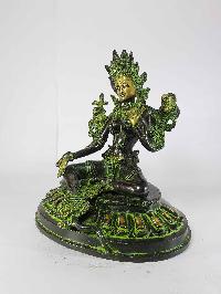 Double Lotus Arya Tara Statue [sand Casting], [green Antique]