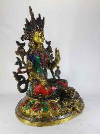 Tibetan Green Tara Statue [sand Casting], [stone Setting], [imitation Turquoise, Coral, Lapis]