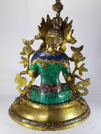 Tibetan Green Tara Statue [sand Casting], [stone Setting], [imitation Turquoise, Coral, Lapis]