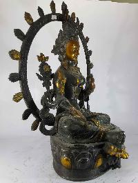 Tibetan Green Tara Statue [sand Casting], [black Antique]