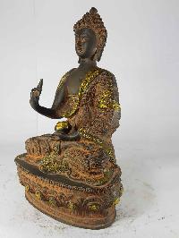 Blessing Buddha - Amoghasiddhi Buddha Statue [sand Casting], [black And Red Antique]