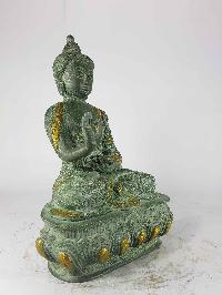 Blessing Buddha - Amoghasiddhi Buddha Statue[sand Casting], [green And Black Antique]