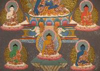 Medicine Buddha Tibetan Hand Painted Buddhist Thangka [real Gold], [traditional Color]