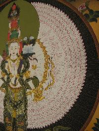 Sahasrabhuja Avalokitesvara Tibetan Hand Painted Buddhist Thangka [real Gold], [traditional Color]