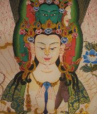 Sahasrabhuja Avalokitesvara Tibetan Hand Painted Buddhist Thangka [real Gold], [traditional Color]