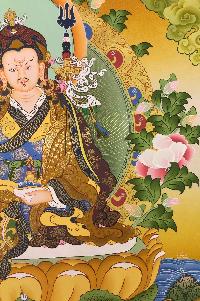 Padmasambhava Tibetan Hand Painted Buddhist Thangka [real Gold], [traditional Color]