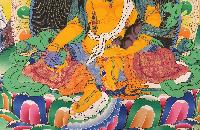 Five Jambhala Tibetan Hand Painted Buddhist Thangka [real Gold], [traditional Color]
