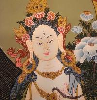 White Tara Tibetan Hand Painted Buddhist Thangka [real Gold], [traditional Color]