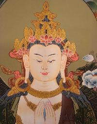 Avalokiteshvara, Chenrezig Tibetan Hand Painted Buddhist Thangka [real Gold], [traditional Color]