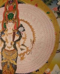 Sahasrabhuja Avalokitesvara Tibetan Hand Painted Buddhist Thangka [real Gold], [traditional Color]