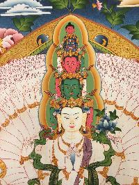 Sahasrabhuja Avalokitesvara Tibetan Hand Painted Buddhist Thangka [real Gold], [traditional Color], [bodhisattva Set]