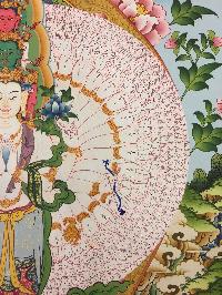 Sahasrabhuja Avalokitesvara Tibetan Hand Painted Buddhist Thangka [real Gold], [traditional Color], [bodhisattva Set]