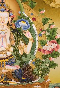 Avalokiteshvara, Chenrezig Tibetan Hand Painted Buddhist Thangka [real Gold], [traditional Color]