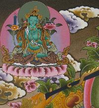 Manjushri Tibetan Hand Painted Buddhist Thangka [real Gold], [traditional Color], [manjushri Set]