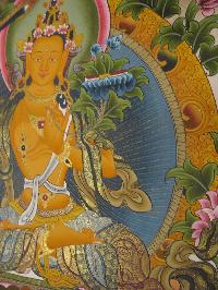 Manjushri Tibetan Hand Painted Buddhist Thangka [real Gold], [traditional Color], [manjushri Set]