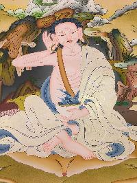 Milarepa Tibetan Hand Painted Buddhist Thangka [real Gold], [traditional Color]