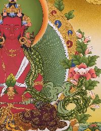 Amitayus, Aparimita Tibetan Hand Painted Buddhist Thangka [real Gold], [traditional Color], Chepame