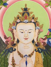 Avalokiteshvara, Chenrezig Tibetan Hand Painted Buddhist Thangka [real Gold], [traditional Color]