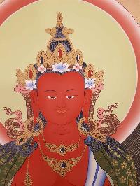 Amitayus, Aparimita Tibetan Hand Painted Buddhist Thangka [real Gold], [traditional Color], Chepame