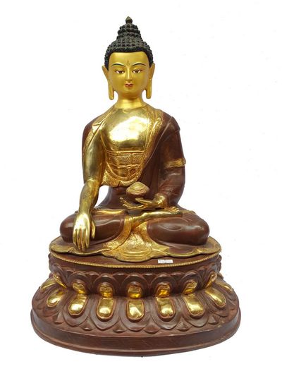 Shakyamuni Buddha Statue [partly Gold Plated], [painted Face], [big Statue]