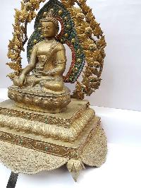 Shakyamuni Buddha Statue [thorn Electro Gold Plated], [buddha Waiting Patina Finishing], [big Statue], [remakable]