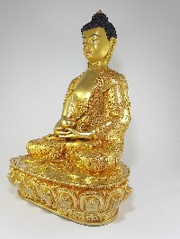Statue Of Amitabha Buddha [full Fire Gold Plated], [painted Face], [deep Hand Carving]
