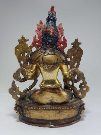 Statue Of White Tara [partly Fire Gold Plated], [painted Face], [good Quality]