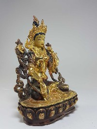 Statue Of White Tara [partly Fire Gold Plated], [painted Face], [good Quality]