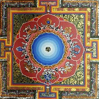 High Quality Real Gold Ashtamangala Mandala With Real Gold Blue