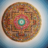 High Quality Real Gold Ashtamangala Mandala With Real Gold Blue