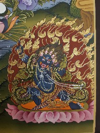 Tibetan Thangka Of Bodhisattva Set Sahasrabhuja Avalokitesvara, Manjushri Vajrapani [chana Dorje] High Quality Real Gold And Tibetan Colors