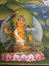 Tibetan Thangka Of Green Tara High Quality Real Gold And Tibetan Colors